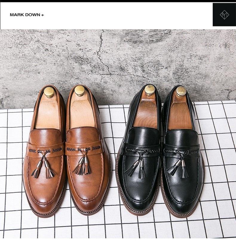 Formal Leather Shoes For Men Classic Men's Dress Shoes Tassel Social Leather Brouge Shoes Men Casual Business Leather Loafer Man