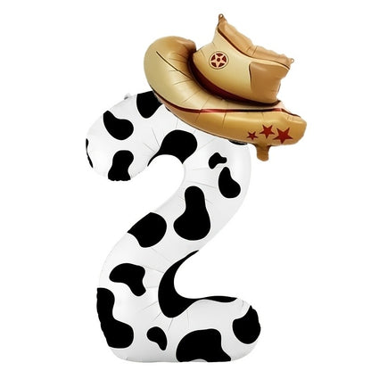 2pcs-40 inch 0-9 digital and hat balloon set, suitable for birthdays, farm themed parties, and New Year celebrations