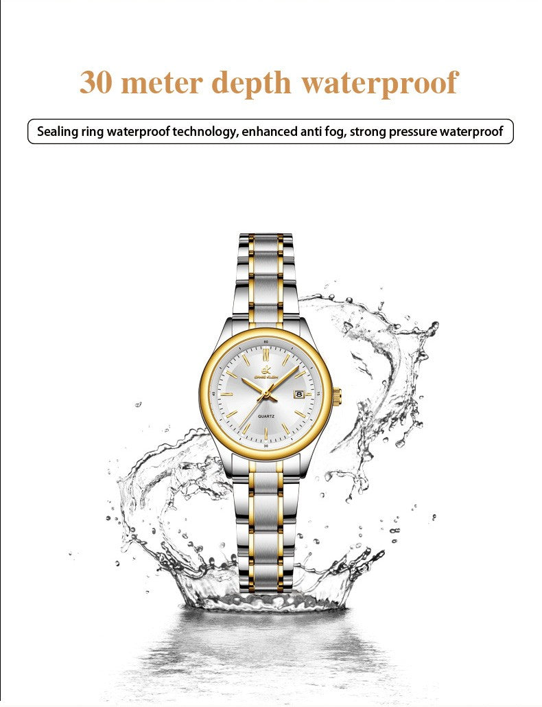 ERNIE KLEIN Women’s Watch Luxury Gold Watch OriginalDate Week Stainless Steel Waterproof Luminous Elegant Dress Ladies' Watches