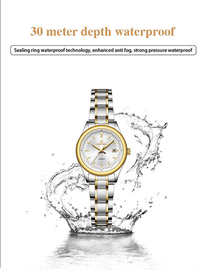 ERNIE KLEIN Women’s Watch Luxury Gold Watch OriginalDate Week Stainless Steel Waterproof Luminous Elegant Dress Ladies' Watches