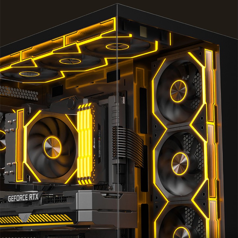 ICE Whale WX-1 Wireless Splicing PC Case Fan 120mm ARGB Mirror Cycle Effect 800-2000RPM 360mm Water-cooled Radiator Cooling Fan