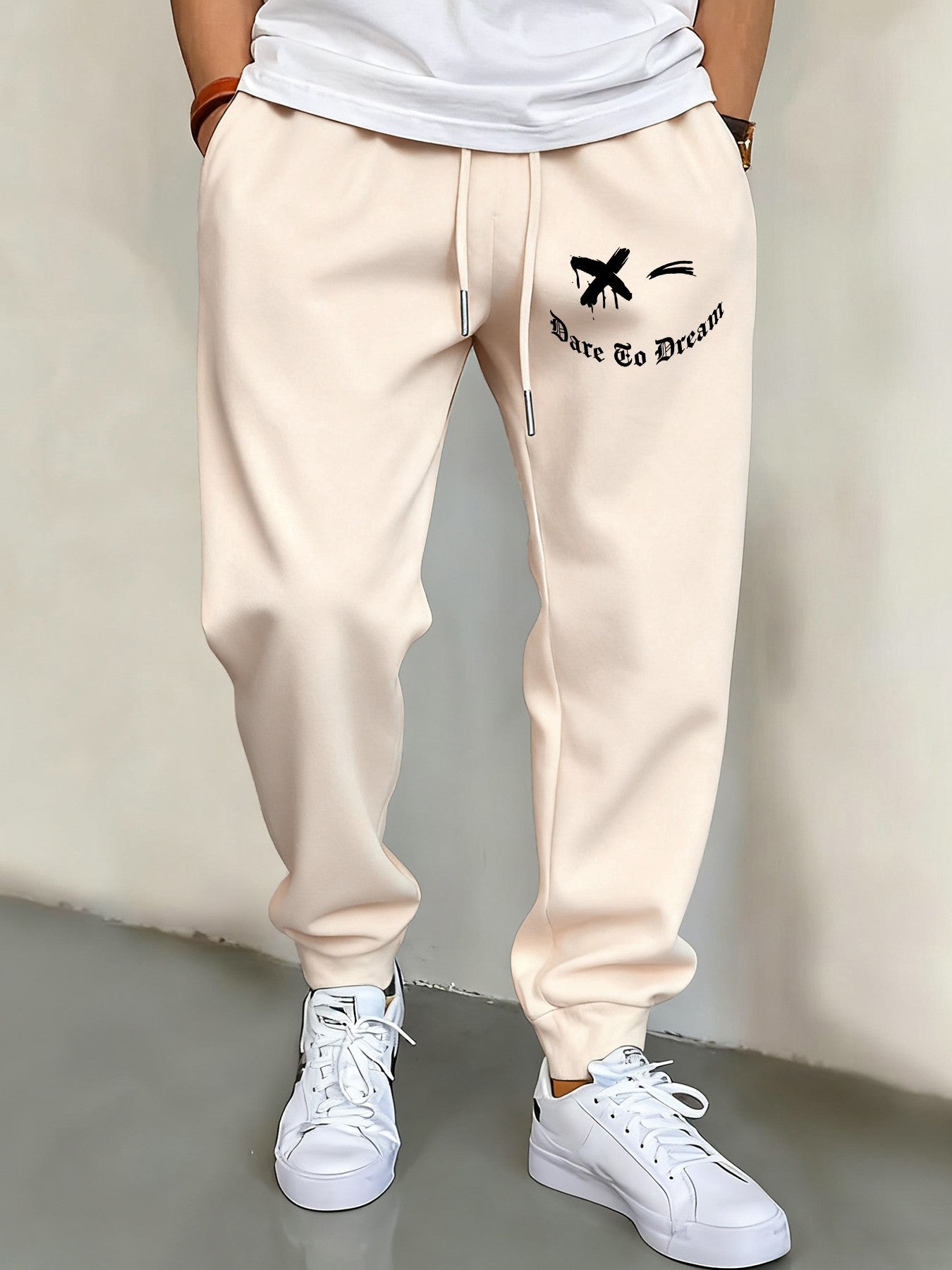 We Will Dare To Dream Design Men'S Elastic Waist Pants Jogger Fleece Drawstring Long Pant Fashion Casual Male Sports Sweatpants