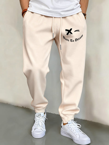 We Will Dare To Dream Design Men'S Elastic Waist Pants Jogger Fleece Drawstring Long Pant Fashion Casual Male Sports Sweatpants