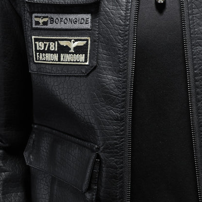 2024 New Men's Leather Coat Pilot Motorcycle Leather Coat Regular Thickened Large Leather Coats Embroidered Pocket Men Jacket