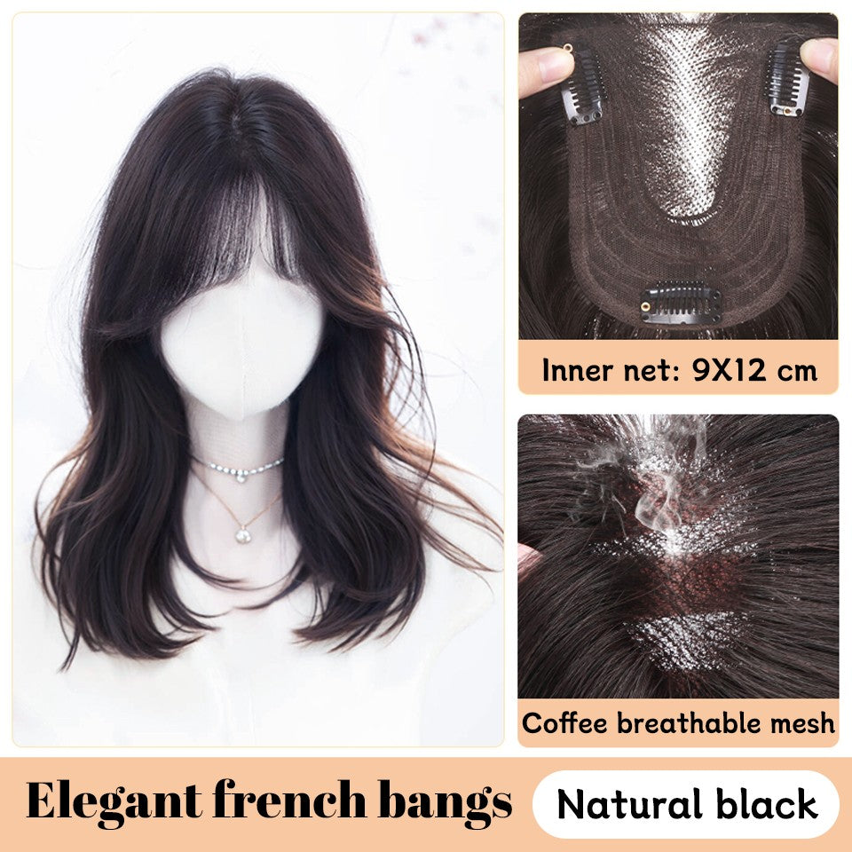 Yelowtim Aplique de Cabelo Sintético com Franja para Mulheres Aumenta o Volume de Cabelo no Topo da Cabeça