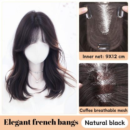 Yelowtim Aplique de Cabelo Sintético com Franja para Mulheres Aumenta o Volume de Cabelo no Topo da Cabeça