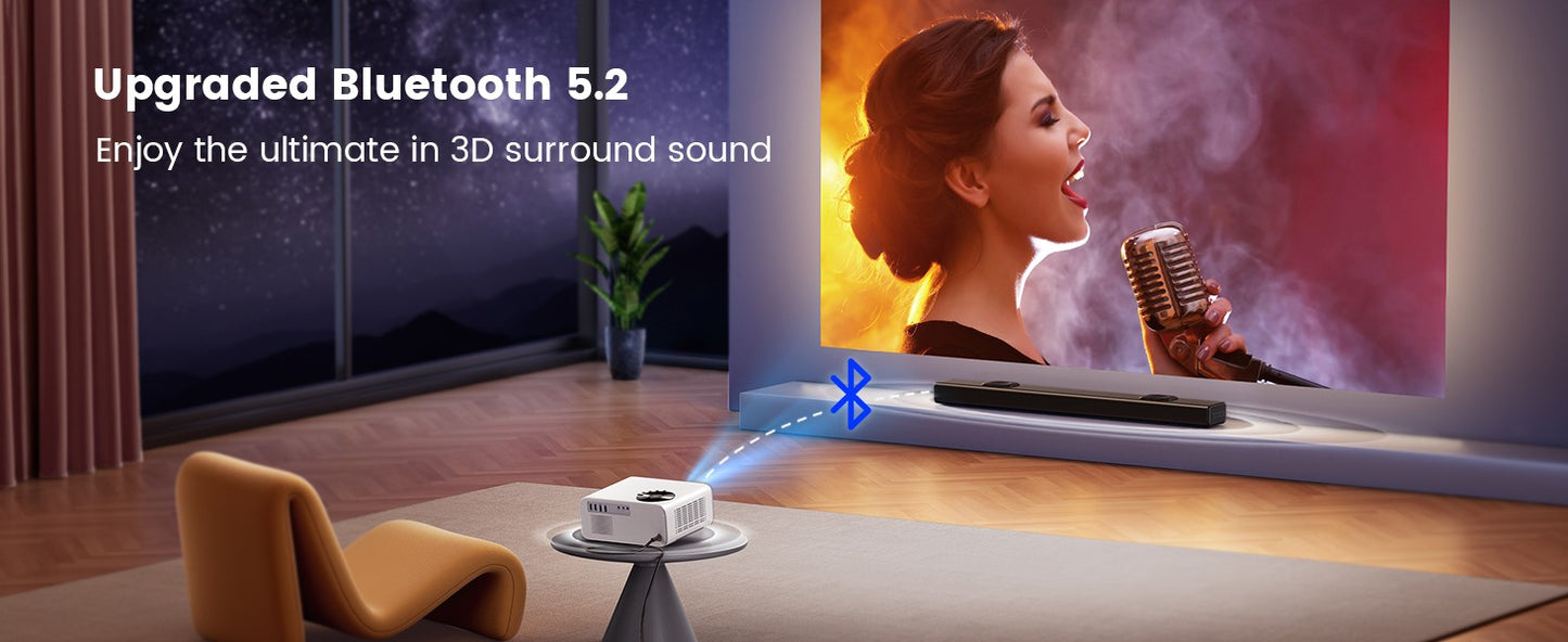Projetor Wimius Nativo 1080P 1000ANSI Android 9.0 Projetores WiFi 6 e Keystone 4P Projetor Portátil Para Home Theater