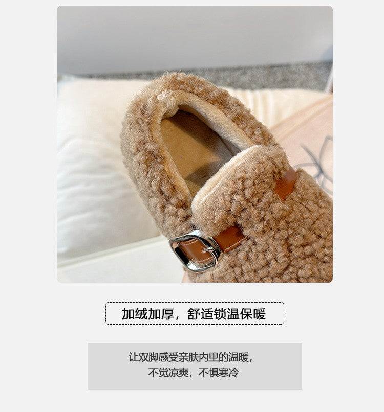 Winter Children's Shoes 2025 New Girls Fluffy Cotton Shoes Soft Bottom Non-slip Kids Fashion Simple Plush Shoes Trend Versatile