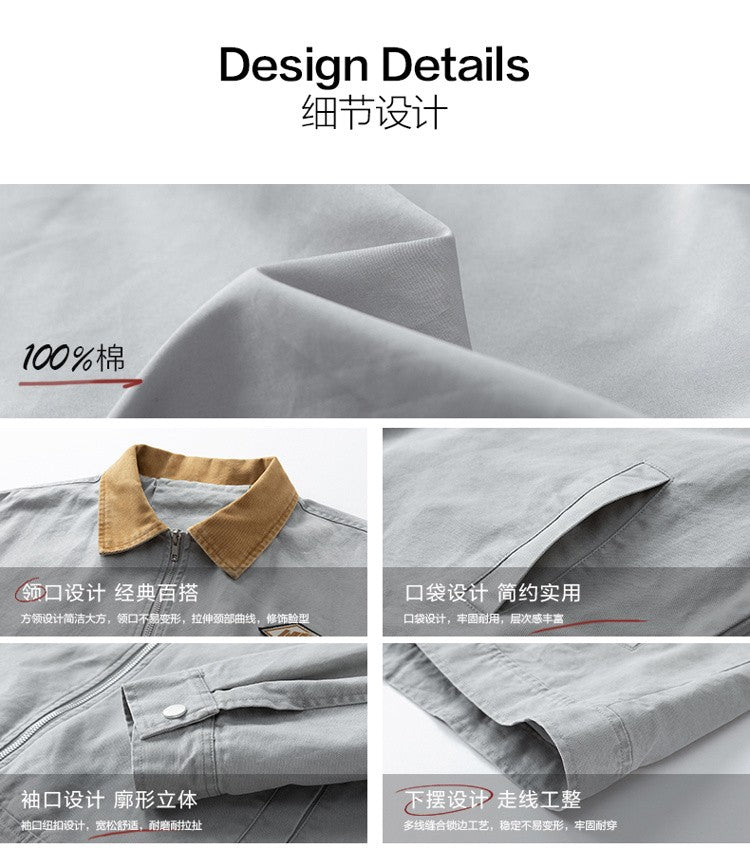 Maxbarley Trendy Cotton Jacket Men Autumn 2025 Hip-Hop Stitching Windproof Lapel Jackets K-Pop Antique Washed Motorcycle Coat