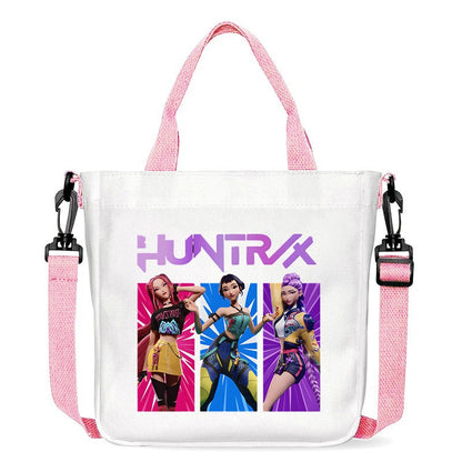 Kawaii KPop Demon Hunters Fashion Shoulder Bag Cartoon Handbag Large Capacity Crossbody Bag Portable Canvas Storage Bags Gift