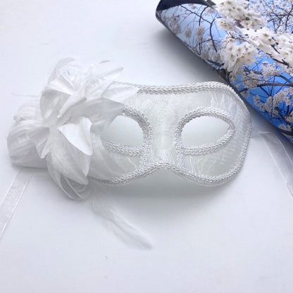 Dance Party Venetian Lace Mask Feather Flower Wedding Carnival Performance Lady Sexy Perspective Face Mask Masquerade Christmas