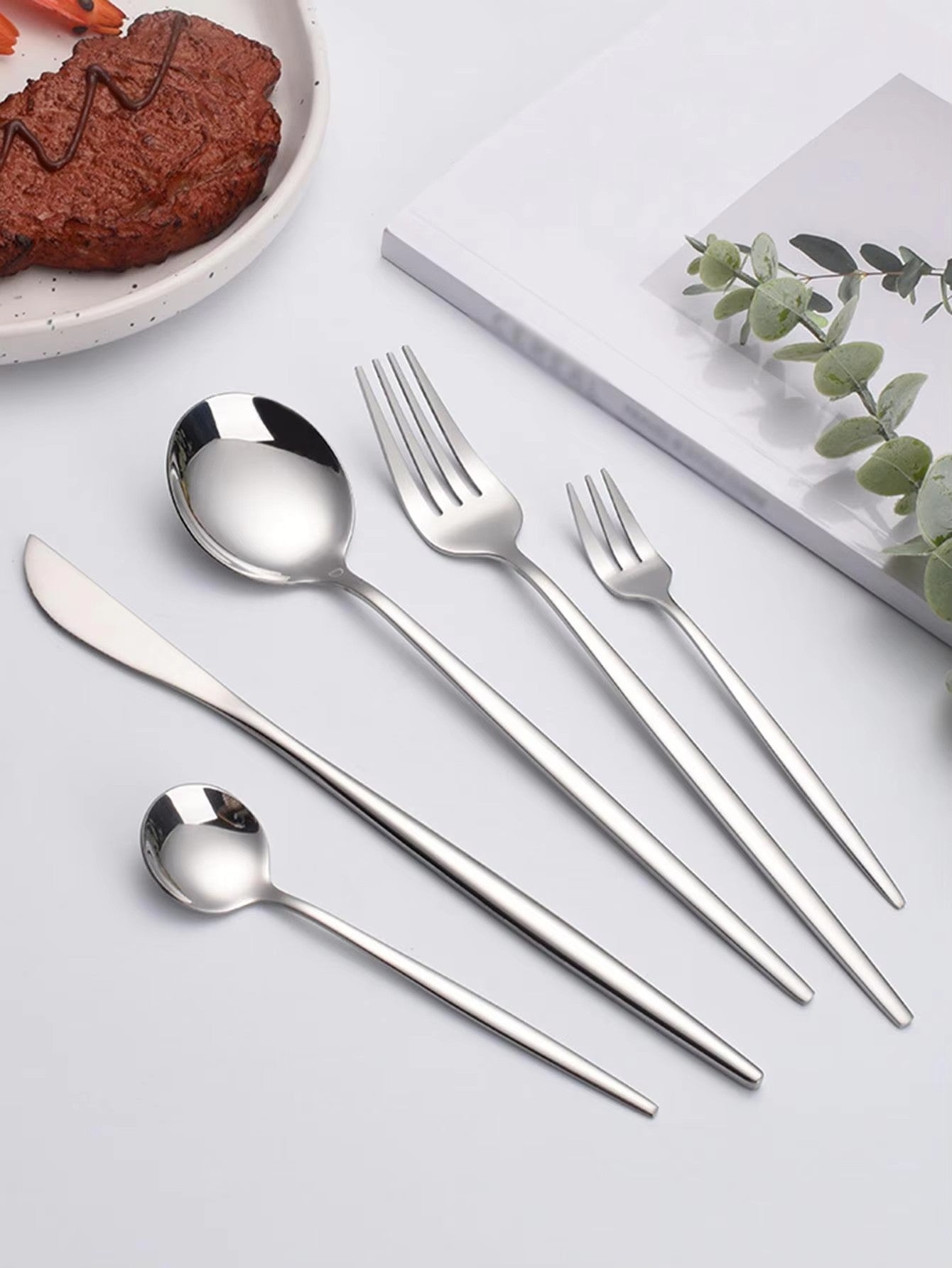Conjunto de Talheres 24 Peças Aço Inoxidável Preto Dourado Faca Garfo Colher Talheres Ocidentais Prata Utensílios de Mesa