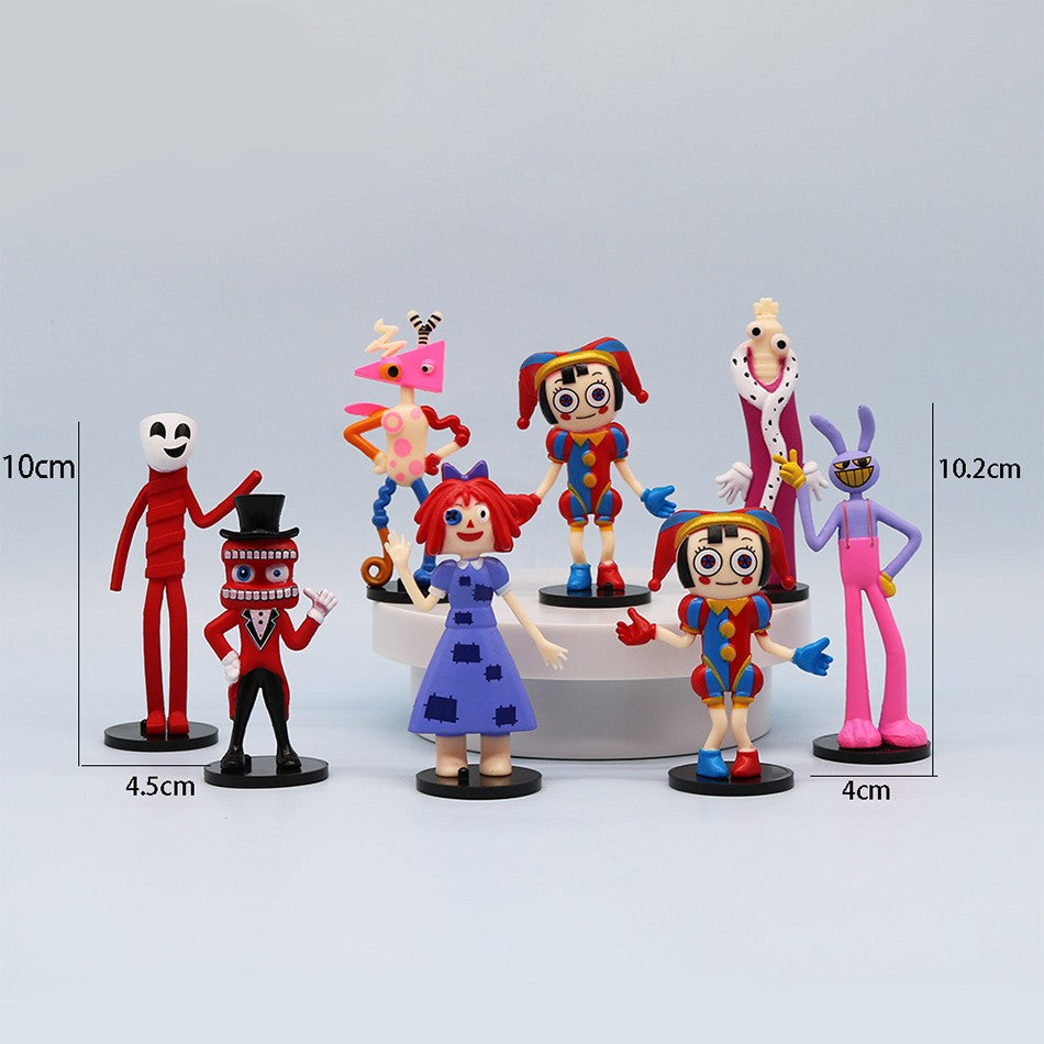 The Amazing Digital Circus 8 Styles Q Version Figurine Models, Rabbit Clown Dolls Cartoon Peripherals Cake Ornaments Toy Models