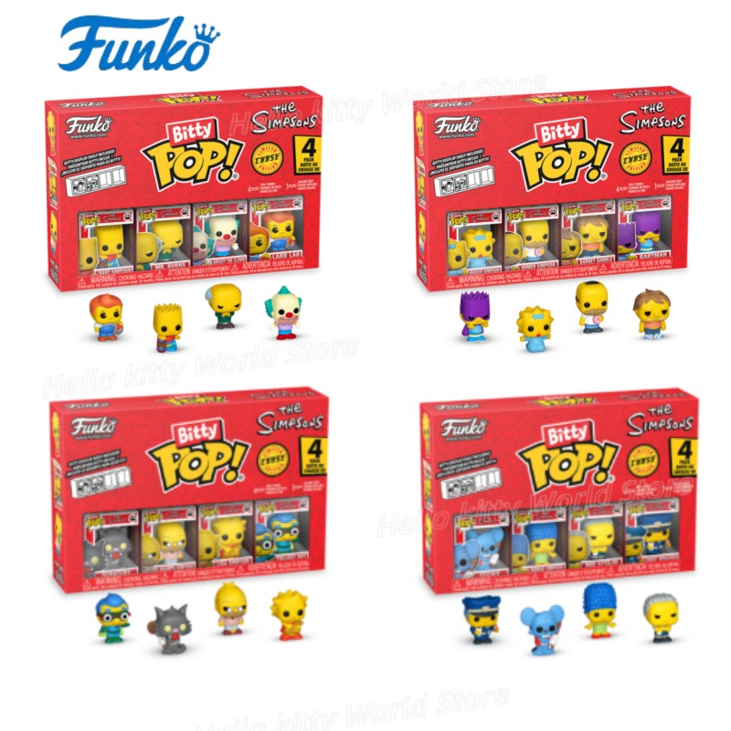 The Simpsons 4 Pacotes de Funko Bitty Pop Desenho Animado Bart Maggie Mini Bonecos Caixa Surpresa Colecionável Edição Limitada Brinquedos Presente Infantil