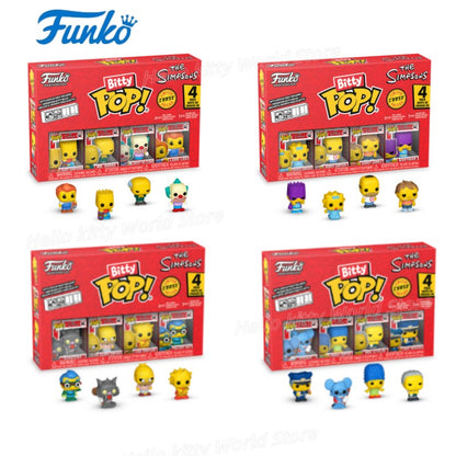 The Simpsons 4 Pacotes de Funko Bitty Pop Desenho Animado Bart Maggie Mini Bonecos Caixa Surpresa Colecionável Edição Limitada Brinquedos Presente Infantil