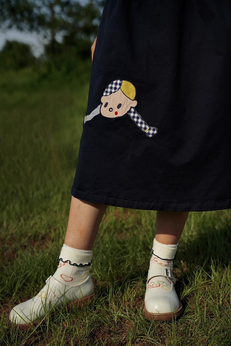 Fall Spring Original Indie Chic Design Harajuku Women Suspender Skirt Straps Dress Mid-calf Length A-line Spaghetti Strap Dress