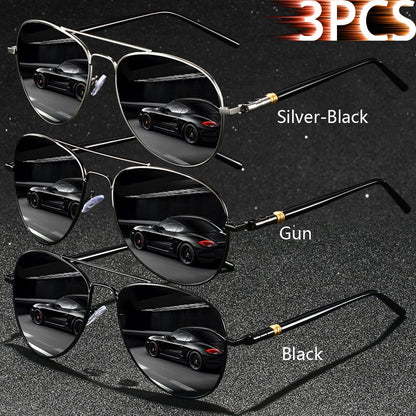 3 PCS Fashion Vintage Square Metal Frame Sunglasses Men Women Fishing Driving Luxury Brand Designer Sun Glasses  Eyewear UV400