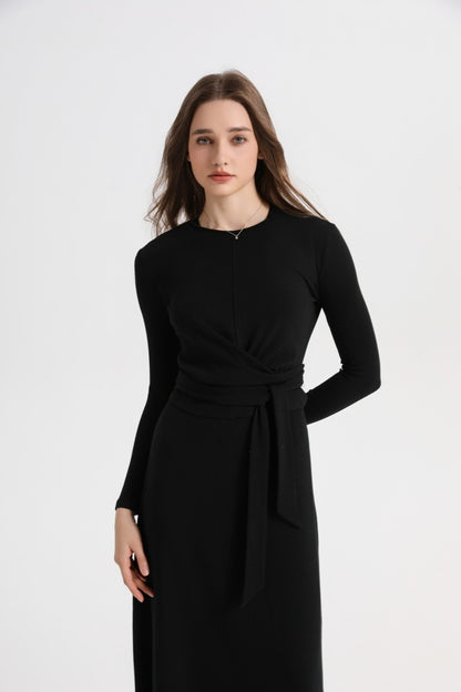 AS 2025 summer ribbing closed-fit wrap tops + Aline dress high Stretch matching