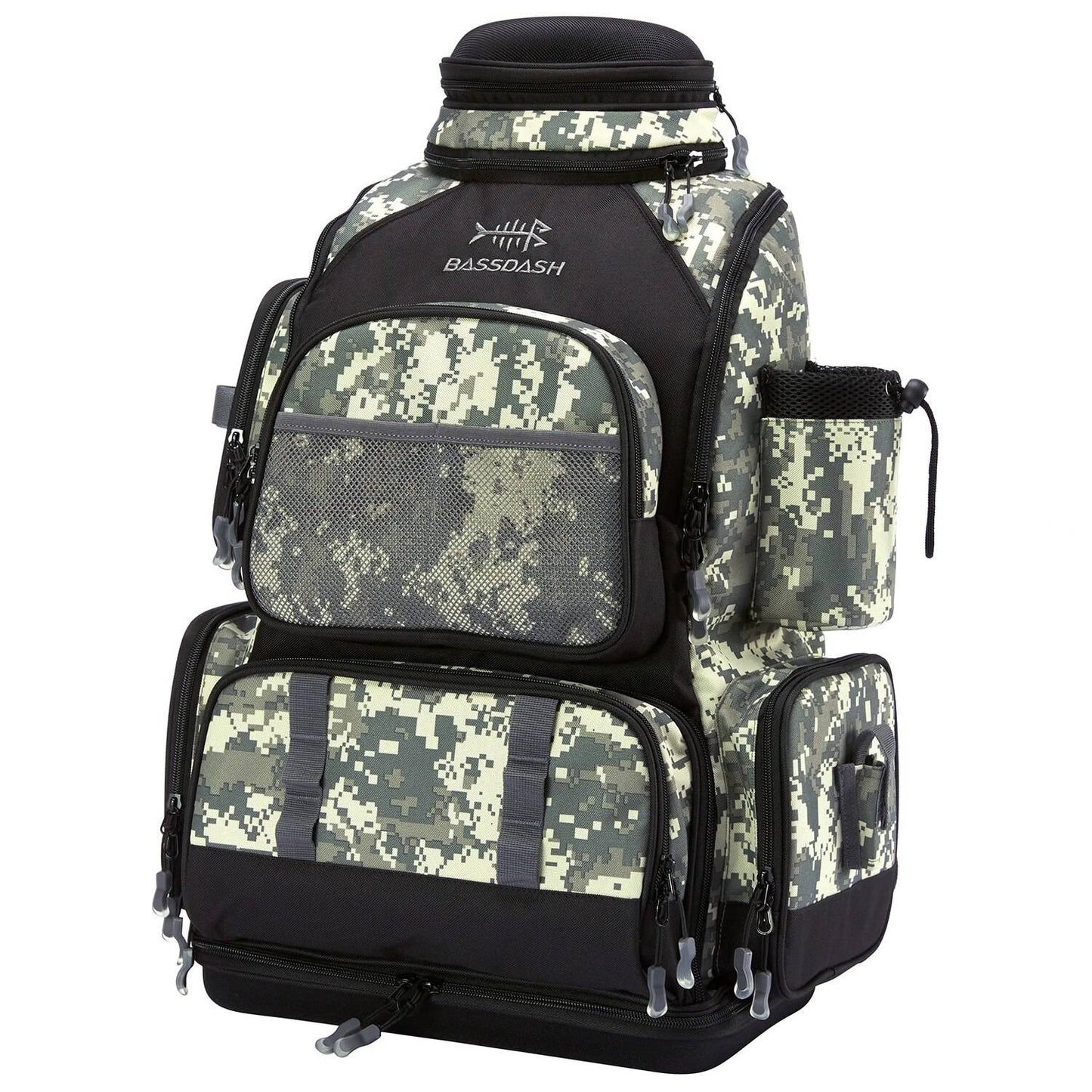 Mochila de Pesca Multifuncional Bassdash Leve Tática com Caixa de Iscas Flexível e Capa de Chuva Protetora