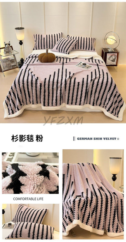 Super Thick and Warm Flannel Blanket Super Soft Fluffy Queen Size Bed Blanket Cozy Skin-friendly Multifunctional Nap Blanket