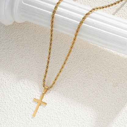 New Stainless Steel Cross Pendant Necklace for Men Women Minimalist Gold Color Jewelry Male Female Necklaces Chokers Gifts 2025