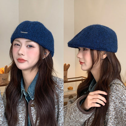 Autumn British Style Beret Hat Lady Vintage Flat Cap Winter Keep Warm Knitted Hat All-match Peaked Cap Forward Hat Wholesale