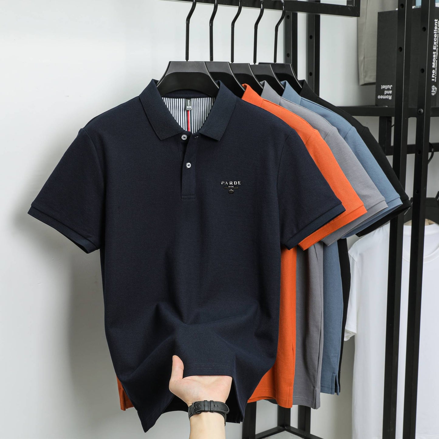 100% pure cotton new high-end brand men's short sleeved polo shirt summer fashion boutique crown badge golf top casual T-shirt
