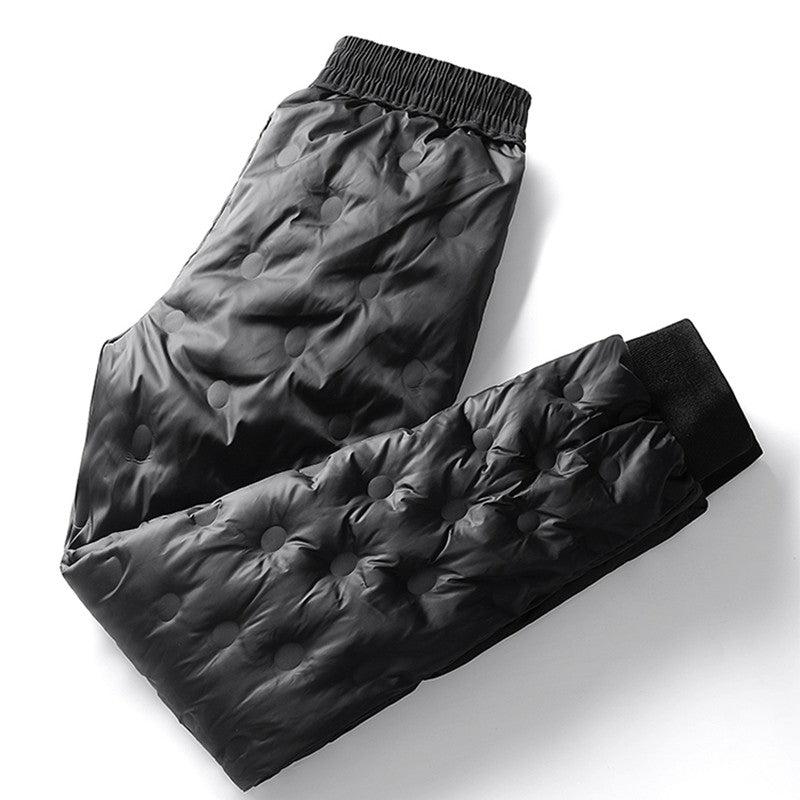 Calça Masculina Casual de Inverno Acolchoada e Grossa Quente Cor Sólida Corta-vento Impermeável de Algodão de Alta Qualidade