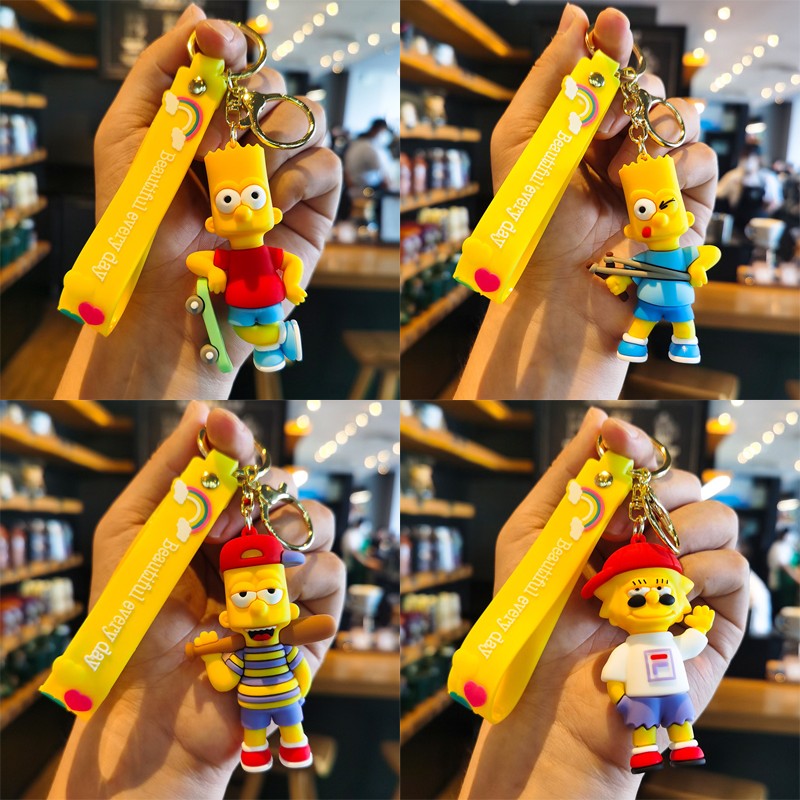 Chaveiro Os Simpsons Desenho Animado Silicone Pingente Chaveiro Mochila Enfeite Moda Casal Chaveiro Carro Jóias Acessórios Presentes
