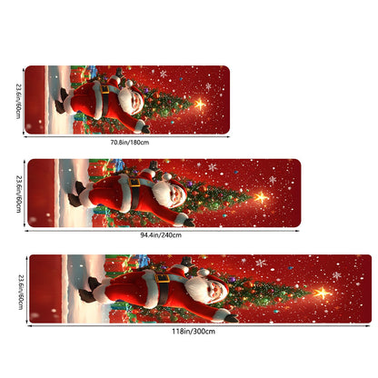 VIKAMA Christmas Carpet Festive Red Kitchen Rug Doormat Welcome Mat Runner Rug Winter Rug For Bedroom Warm Carpet For Live Room