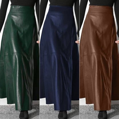 ZANZEA Women's PU Leather Maxi Skirt 2023 Spring Elegant OL Long Saias Fashion Solid Mujer Faldas Casual High Waist Zipper Jupe