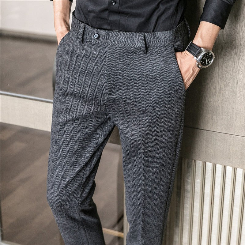 New Autumn Men's Gray Pants, Fashion Casual Trousers, Asian Size 28-36 Slim Suit Pantalon for Men
