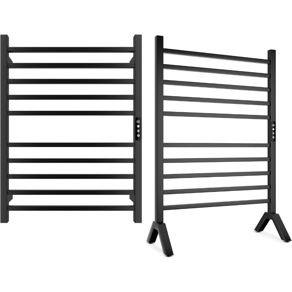 Poloma Wall Mounted & Freestanding Towel Warmer Rack for Bathrooms, Electric Heated Towel Rack Heater, Stainless Steel, Matt Bla