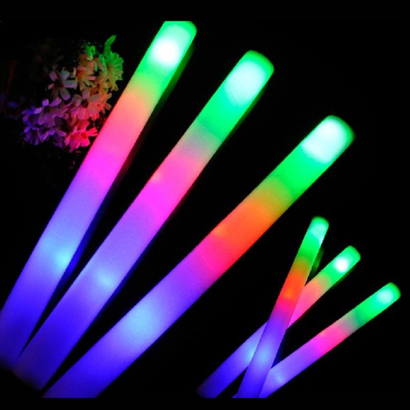 12/15/30/60Pcs Glow Sticks Bulk Colorful RGB LED Glow Foam Stick Cheer Tube Dark Light for Xmas Birthday Wedding Party Supplies