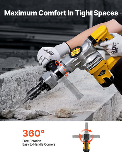 Martelete Demolidor Elétrico 1400W, Rompedor de Concreto 2900 BPM com Cinzéis, Maleta, Luvas e Óculos de Proteção