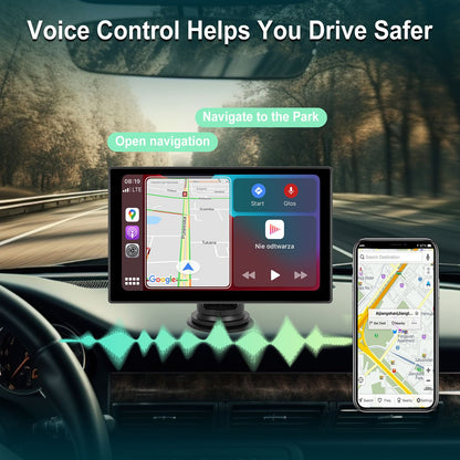 Player de Vídeo Multimídia de Rádio para Espelho de Carro Portátil de 9" Universal Sem Fio CarPlay Android Auto Tela Bluetooth AUX TF GPS DVR