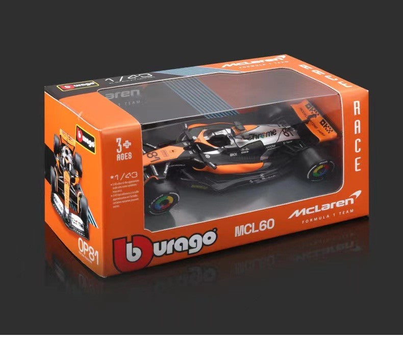 Rb21 Red Bull F1 Japonês Bburago 1:43 Mclaren Mcl39 Miniatura de Liga Diecast Modelo #4 #81 Campeão Mcl38 Miami Gp Mônaco Carro de Brinquedo