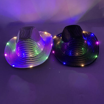 Chapéu de caubói/caubói com LED pisca-pisca, chapéu que brilha, festa de carnaval, homens, mulheres, despedida de solteira, suprimentos de casamento