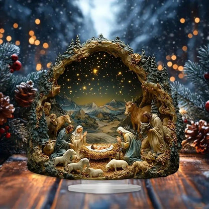 Jesus Birth Decor Glossy Acrylic Xmas Centerpiece Nativity Table Accessory Lightweight 2d Flat Christian Decoration For Party