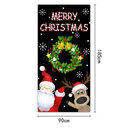 Santa Claus Christmas Tree Door Cover -185x90cm Festive Holiday Decoration Versatile Hanging for Entrance and Room