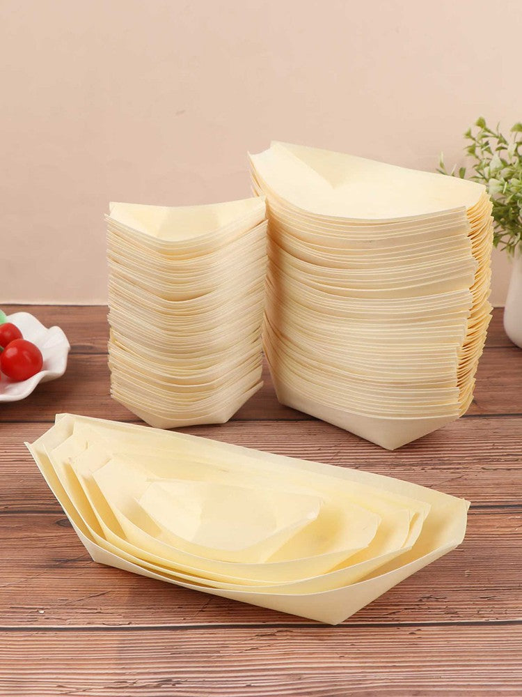 Bandejas de Alimentos 50pçs Barco de Madeira para Sushi Bambu Natural Descartável Caiaque Salada Sobremesa Bolo de Pinheiro Barco Tigela de Lanche Tapete Bandeja de Prato de Sushi