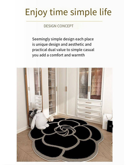 Round Camellia Crystal Velvet Floor Mat Living Room Bathroom Door Absorbent Quick-Drying Floor Rugs Household Non-slip Carpet