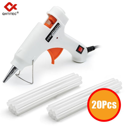 JCD Pistola de Cola Quente de 20W DIY Mini Pistolas Industriais Domésticas Ferramenta de Reparo Elétrica com Temperatura de Aquecimento com 20 Peças de Bastões de Cola de 7mm