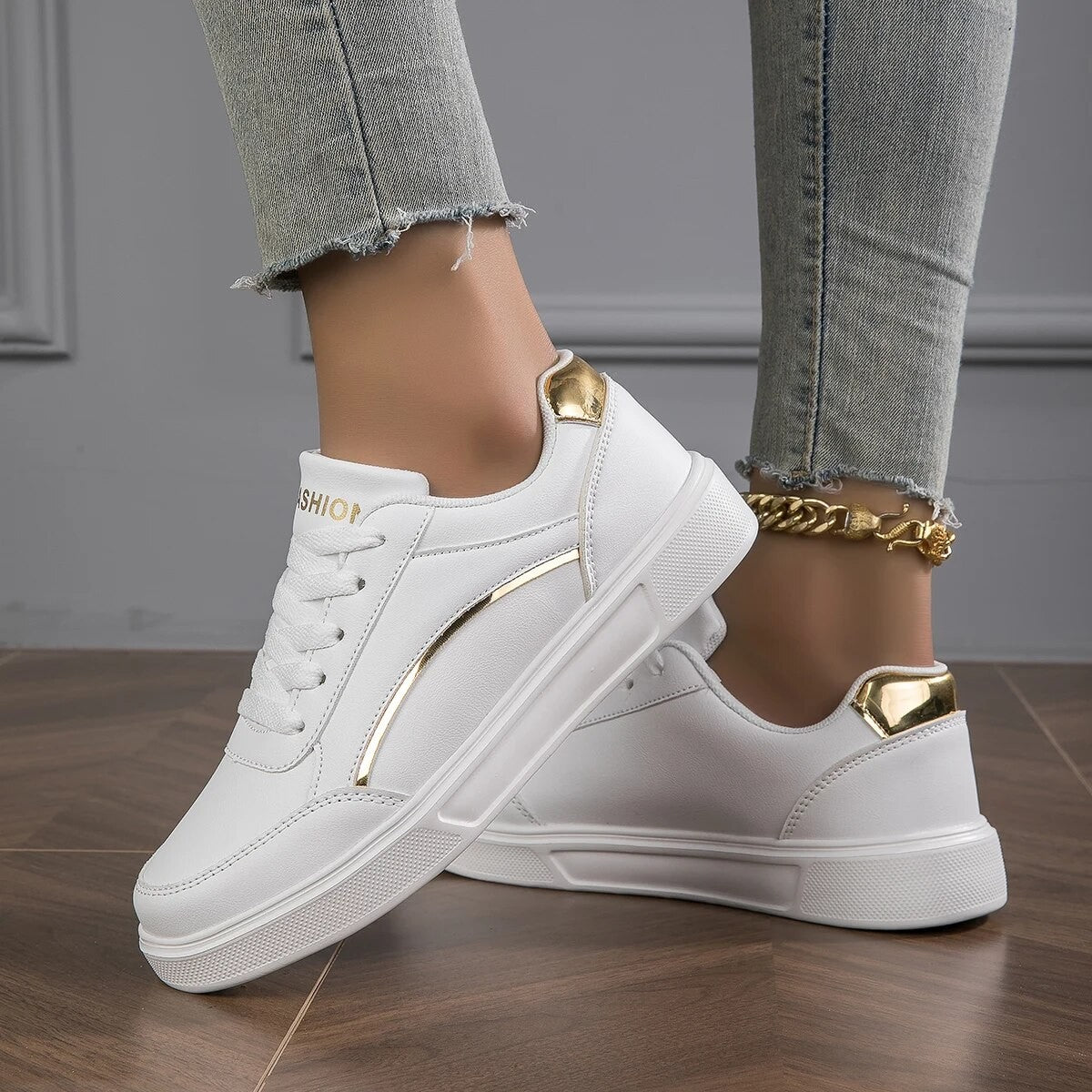 Baasploa Tênis Casual Feminino de Couro com Plataforma para Mulheres Clássicos Confortáveis Sapatos de Skate Antiderrapantes
