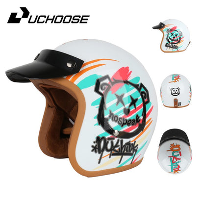 DOT Open Face Casco Moto for Motorcycle Accessories Men Moto Helmets Certificated Retro Motorcycle Helmet Cafe Racer