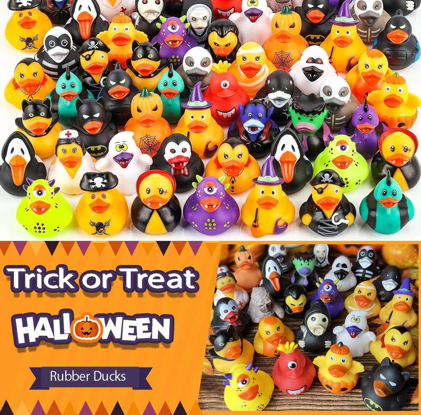 16-320pcs Halloween Rubber Ducks Halloween Style Ducks for Jeeps Ducking Trick or Treat Supplies Funny Rubber Toys For Kids