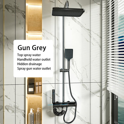 Conjunto de Chuveiro para Banheiro com Botões de Piano, Luz Ambiente, Display Digital, Pressurização e Ducha de Teto