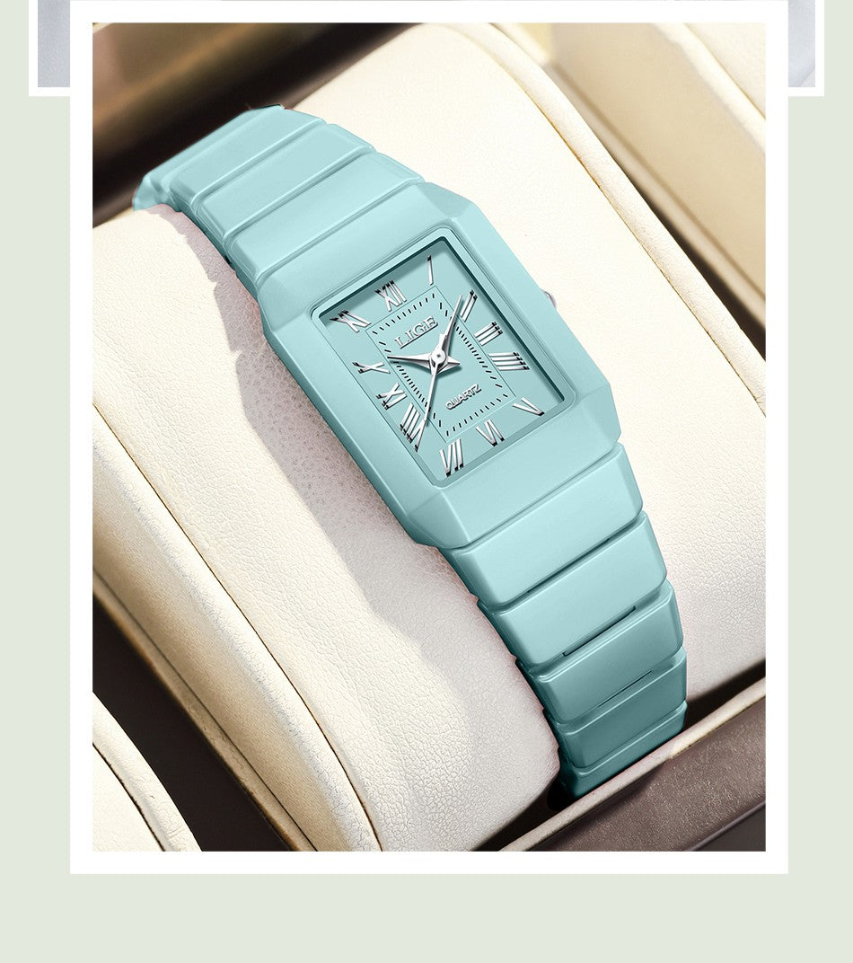 New Fashion LIGE Elegant Quartz Woman Watch Top Brand Luxury Ceramic Strap Waterproof Simple Dial Watches for Women Ladies Gifts