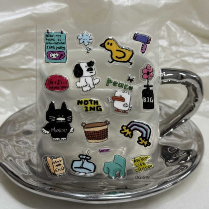 Korean INS-style Jelly Stickers Cute 3D Relief Decal Decorative Kawaii Stickers Mobile Phone Case DIY PC Waterproof Decals