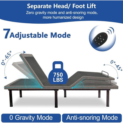Twin XL Adjustable Beds with Thickened Foam Frame, Adjustable Bed Base with Wireless Remote, Separate Head/Foot Lift, Ea